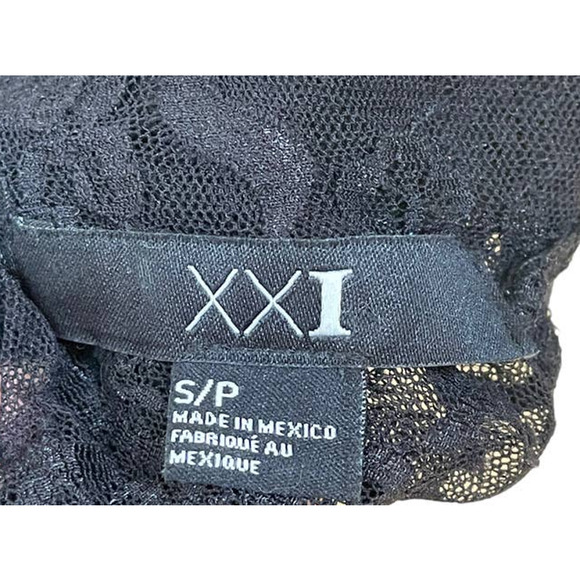 Forever 21 Womens Blouse Black Floral Lace Mesh Sheer Long Sleeves Mock Neck S - Picture 7 of 8